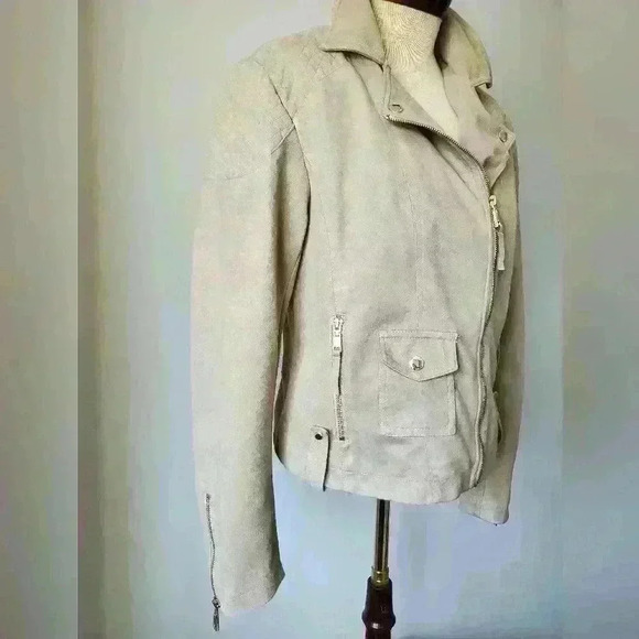 TOMMY HILFIGER faux suede moto jacket size medium - Picture 2 of 10